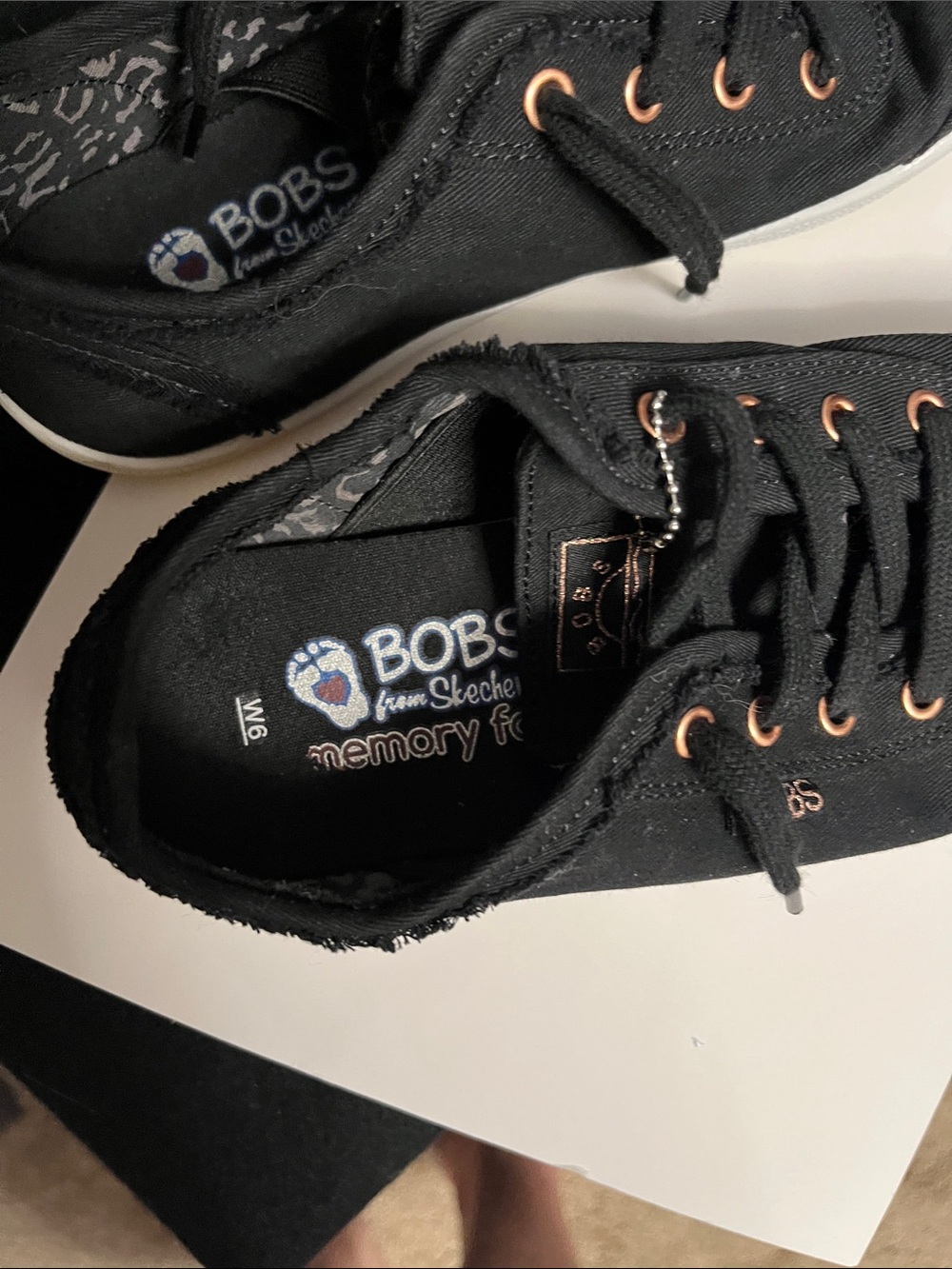 Skechers Black Canvas Sneakers with Rose-Gold Eyelets - Picture 2 of 4